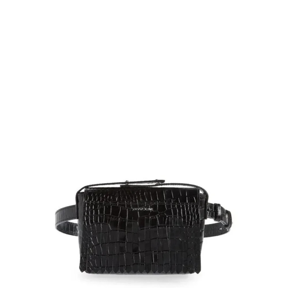 Vavvoune Dais Croc Embossed‎ Belt Bag In Black Croc W/O Belt NWOT
